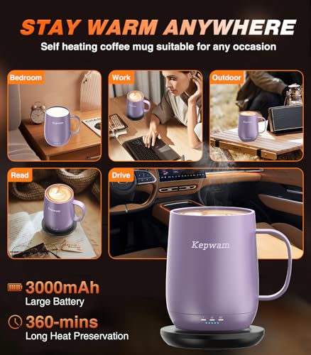 16oz Self Heating Coffee Mug with Temperature Control O3785