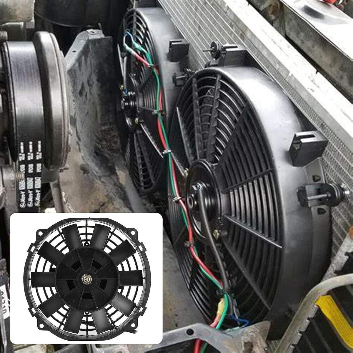 8in Slim Electric Cooling Fan Radiator 24V 80W 600CFM Pack of 2 N6895