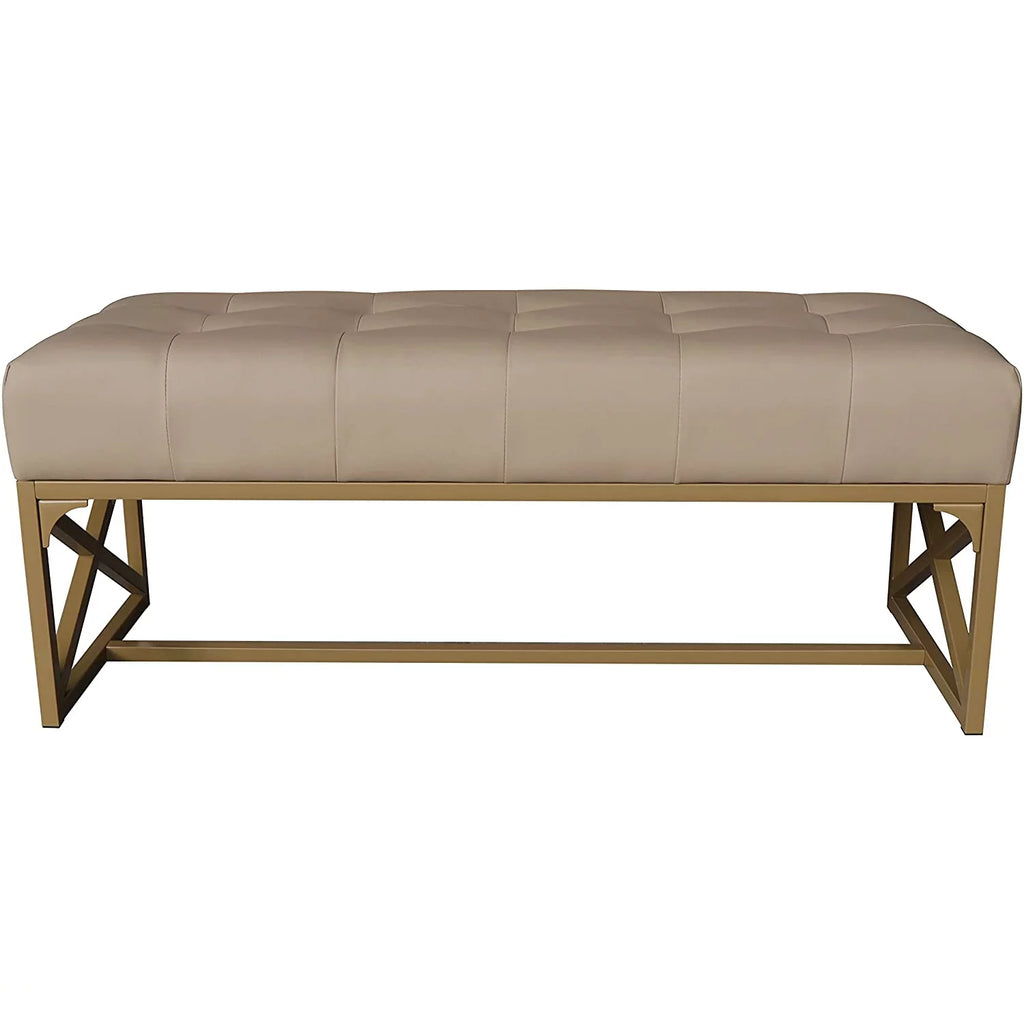 Faux Leather Bench 40.2 Inches Gold Y65026