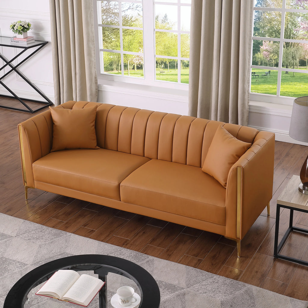 3 Seater PU Leather Sofa with 2 Pillows W833