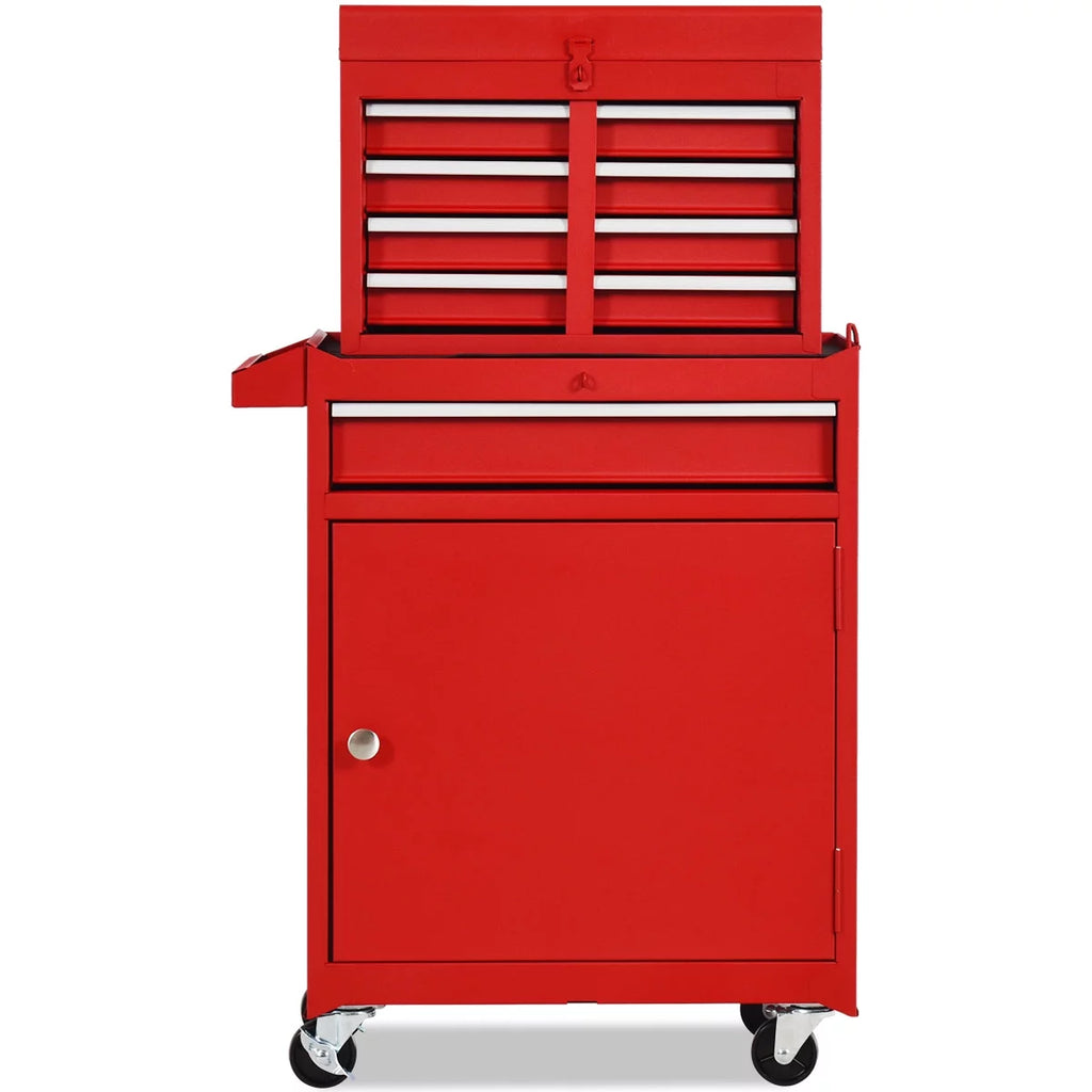 2 in 1 Tool Chest & Cabinet with 5 Sliding Drawers Red S375