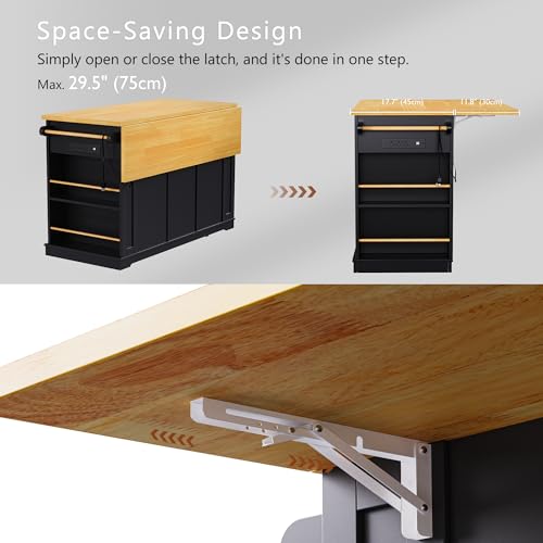 53" Kitchen Cart Island on Wheels with Power Outlet C683572