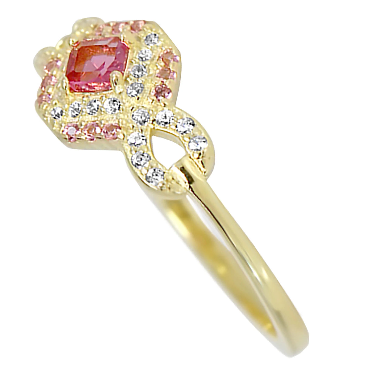14k Gold Sterling Silver Simulated Pink Sapphire Ring Size 7 M601