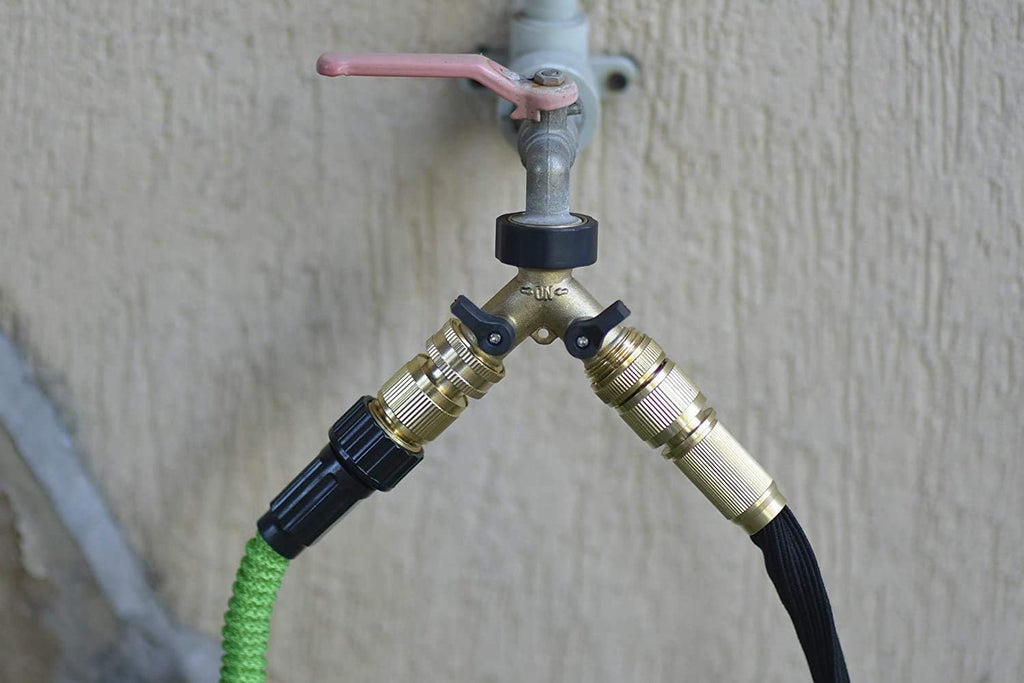 Solid Brass 3/4 inch GHT Garden Hose Quick Connector Set, Pack of 2 J836126