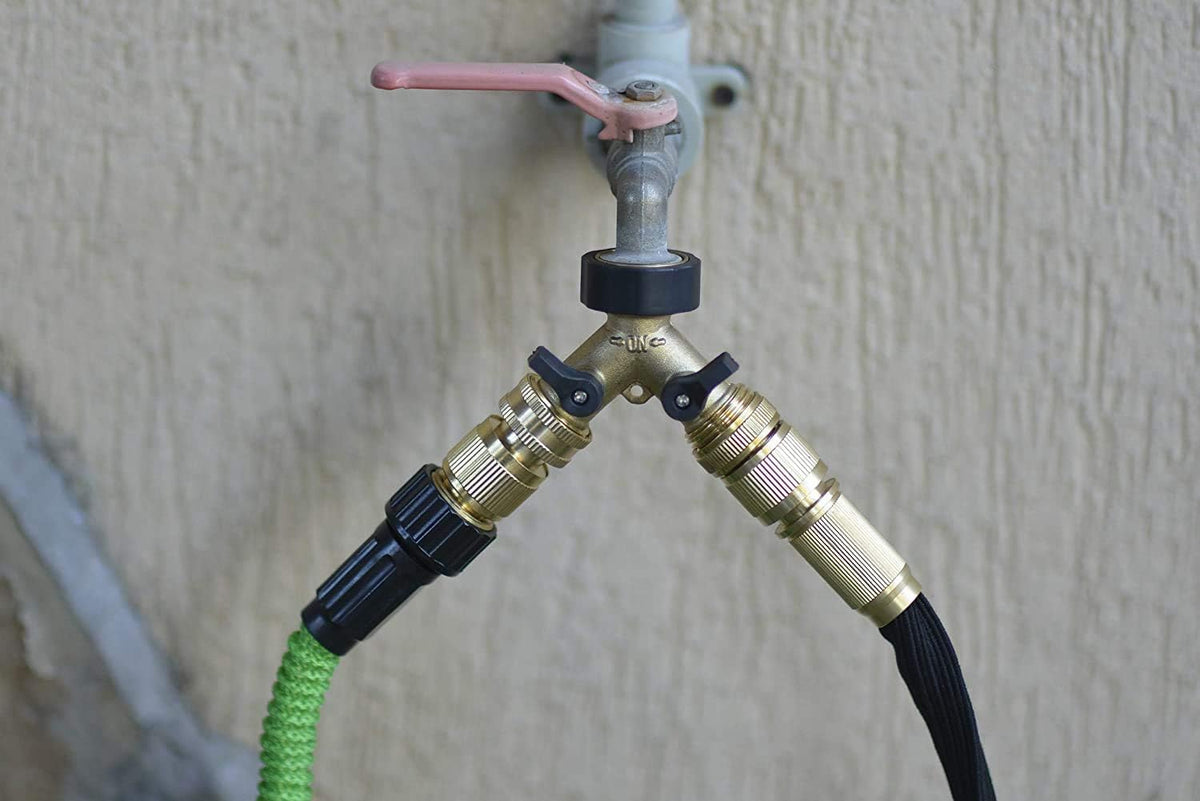 Solid Brass 3/4 inch GHT Garden Hose Quick Connector Set, Pack of 2 J836126