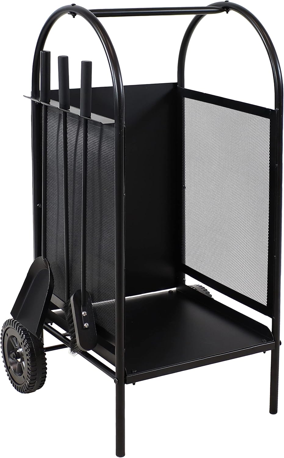 Wrought Iron Firewood Rack with Poker, Shovel and Brush Tools O15091