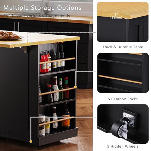 53" Kitchen Cart Island on Wheels with Power Outlet C683572
