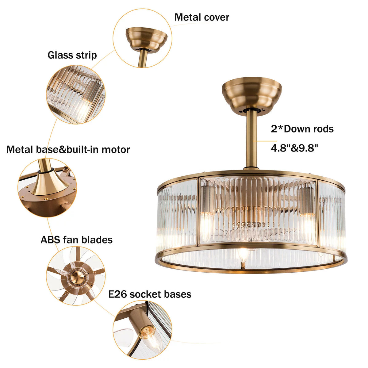 18inch Caged Ceiling Fan Light with Remote Control S195