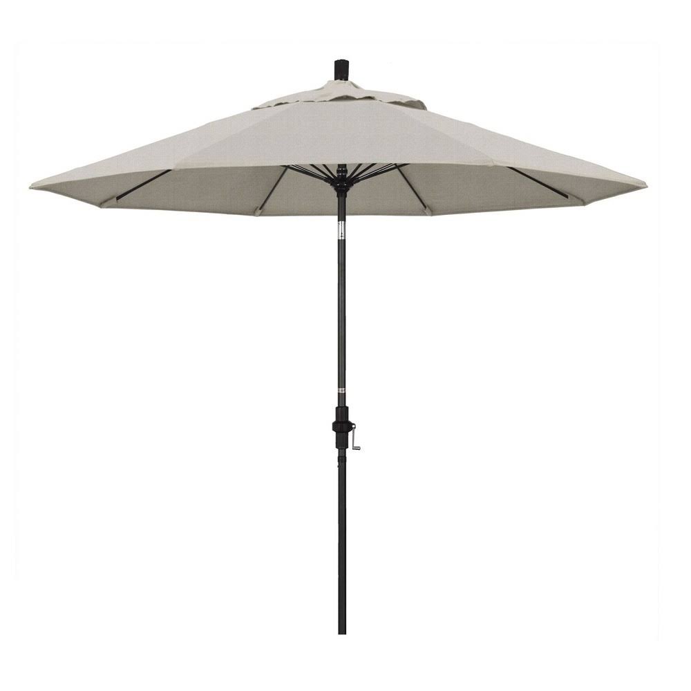 9ft Fiberglass Market Umbrella Collar Tilt Black Olefin Woven L643078