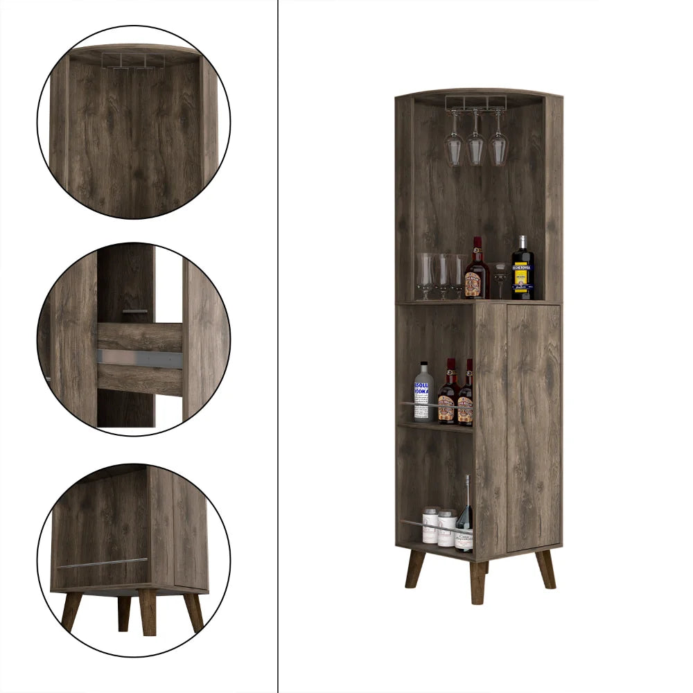 Dark Brown Corner Bar Cabinet T463147