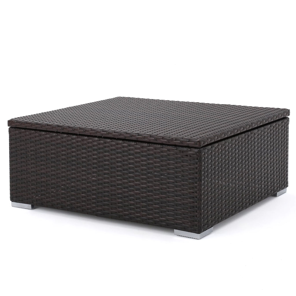 Multibrown Wicker Coffee Table with Storage F96638