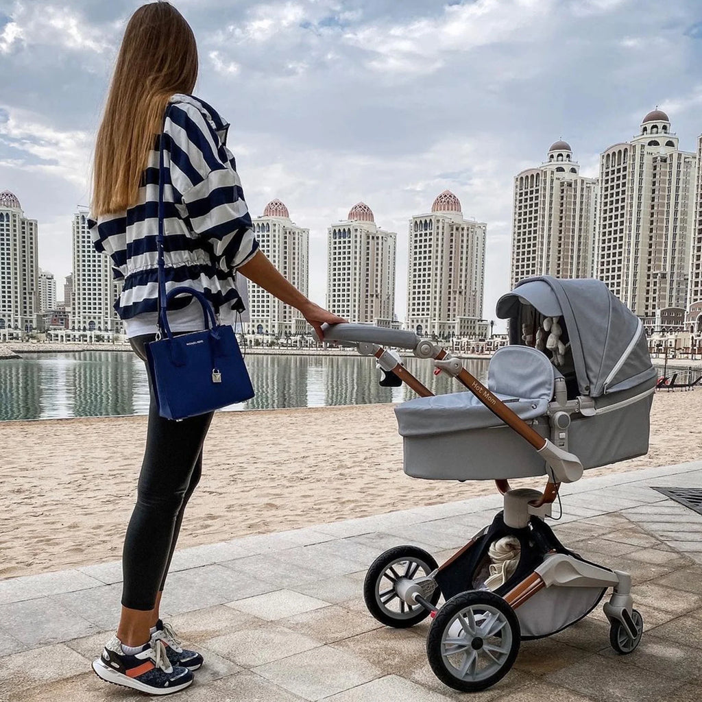 Grey 2 in 1 Baby Stroller with Bassinet Combo U511