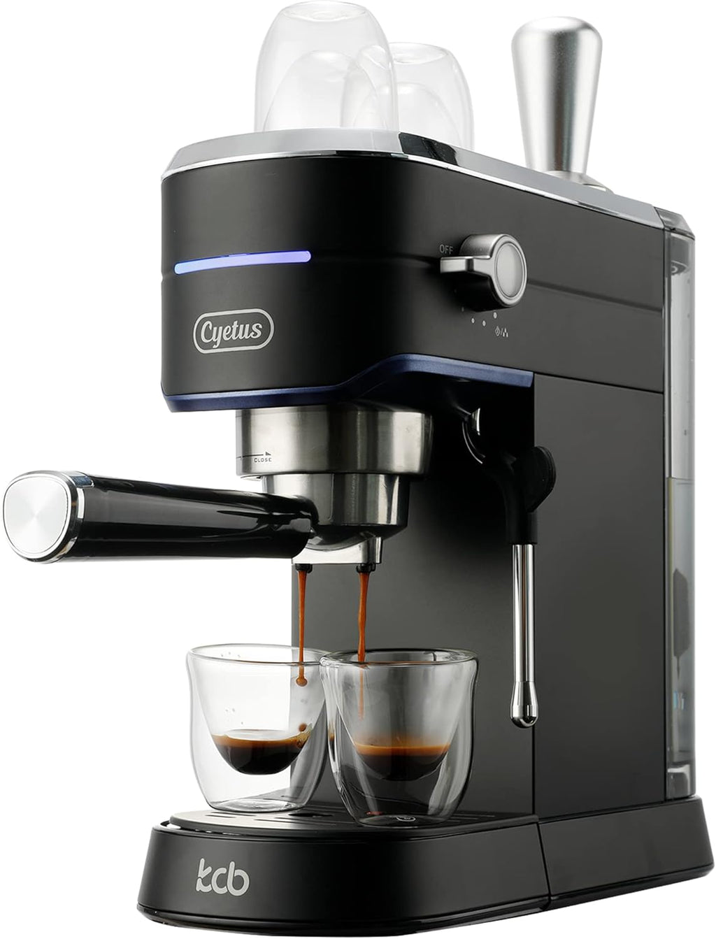 Black Espresso Machine with Milk Steam Frother Wand P492