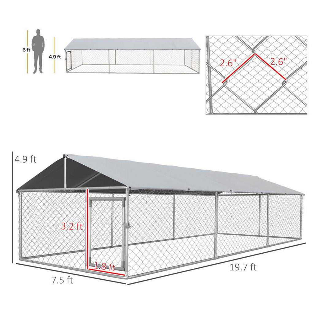 Large Outdoor Dog Kennel with Waterproof UV Resistant Roof A54154