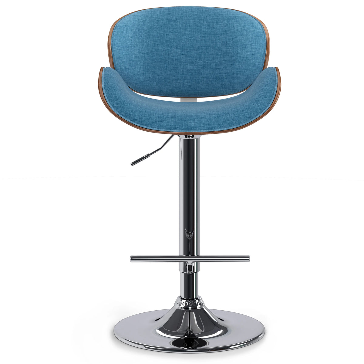 Blue Linen Look Fabric Adjustable Height Bar Stool K324
