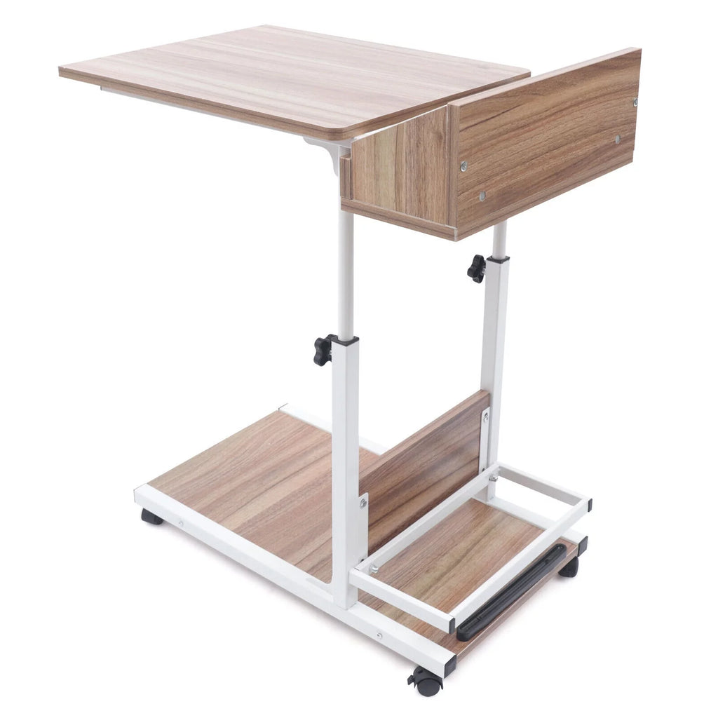 Wooden Bed Side Table with Storage and Wheels Z979947