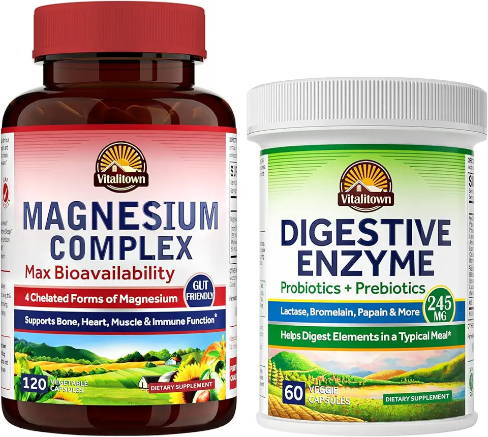 Magnesium Glycinate Digestive Enzymes 90 & 60 Vegan Capsules B7811