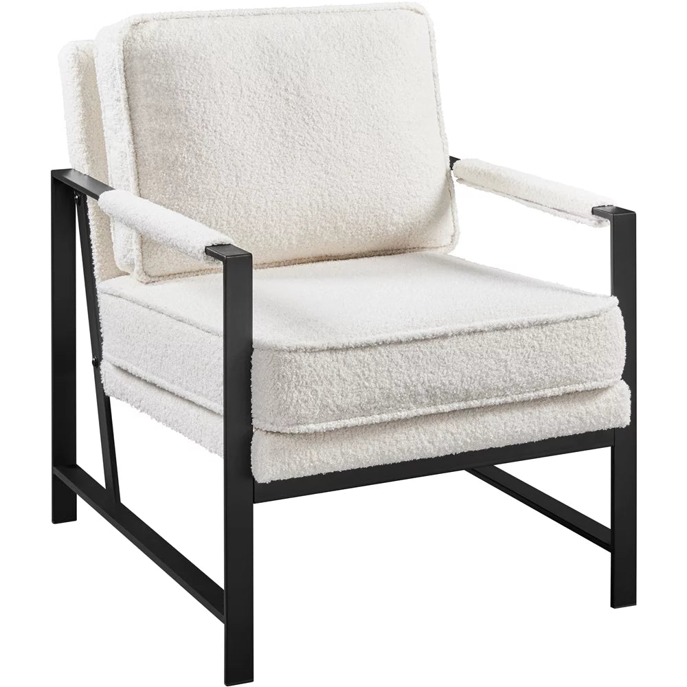 Brown Faux Leather Accent Chair with Metal Frame J5469