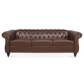 Dark Brown Leather 3-Seater Sofa S3816