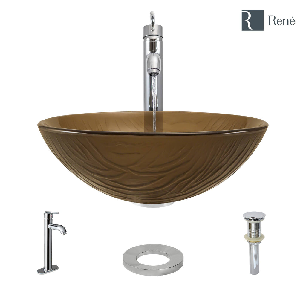 16-5/8x22 Glass Vessel Bathroom Sink with Vessel Faucet V52200