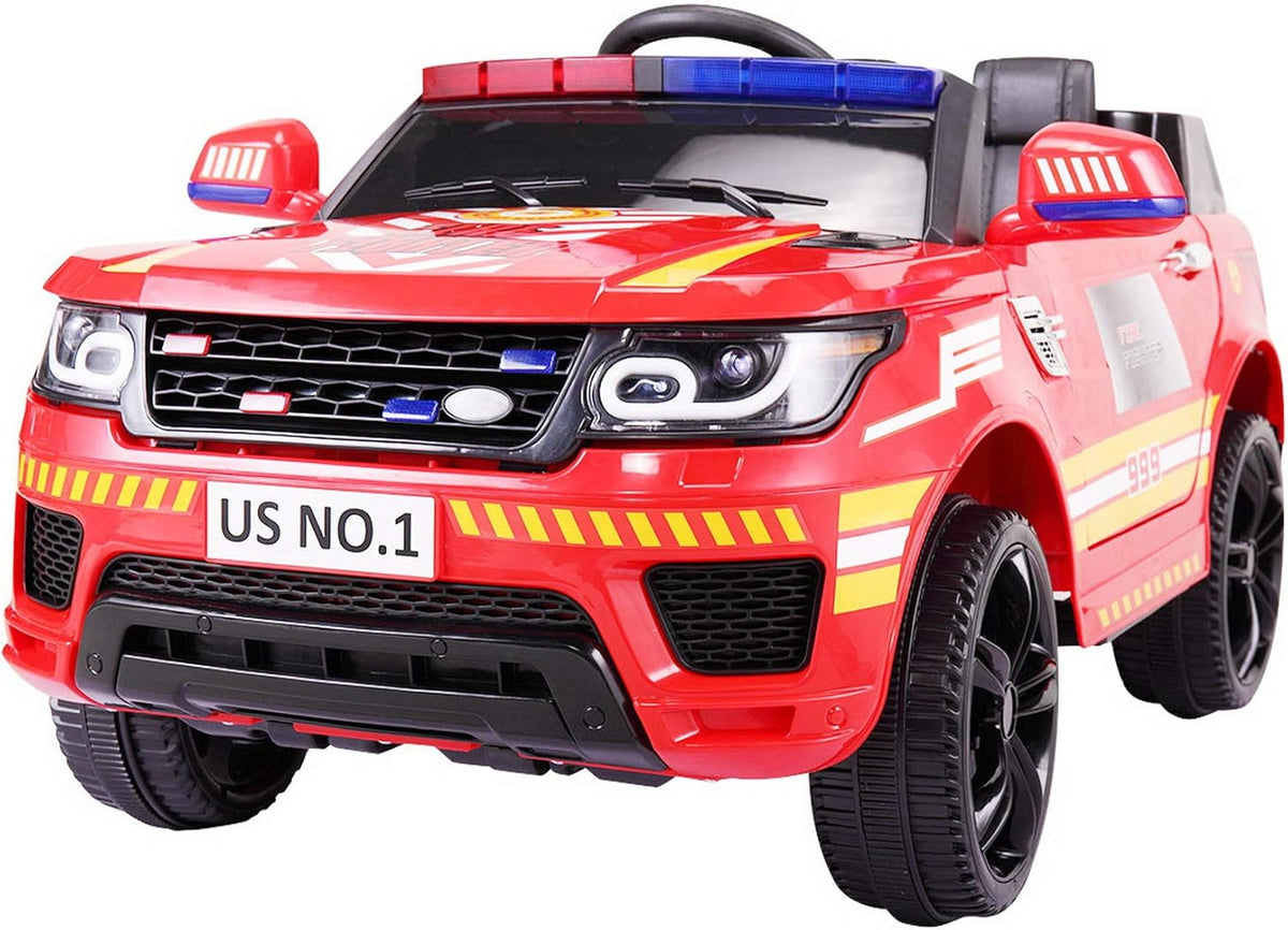 Black 12V Kids Ride On Police Car with Remote Control T24419