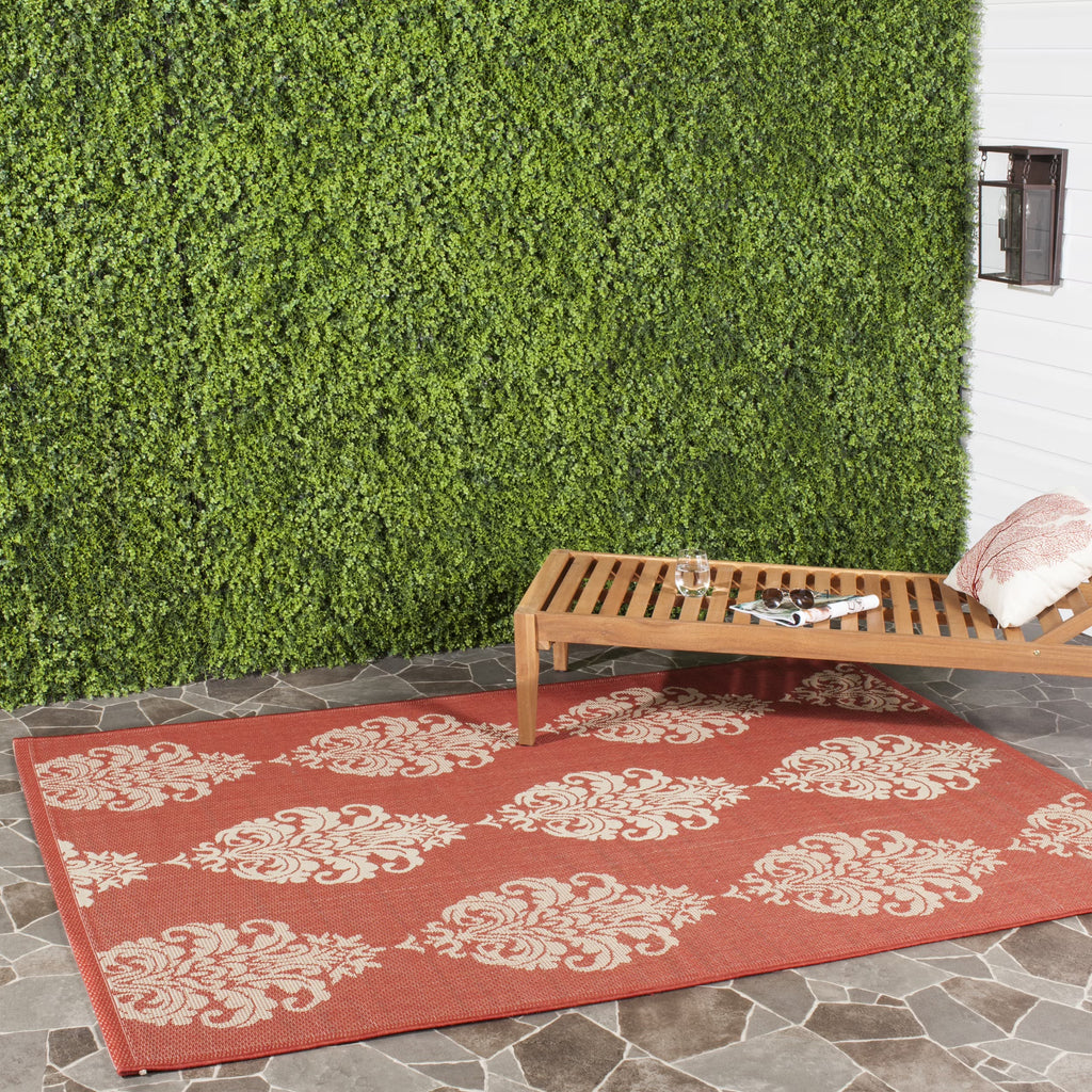 9' x 12' Red/Natural Geometric Medallion Area Rug S228933