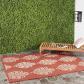 9' x 12' Red/Natural Geometric Medallion Area Rug S228933