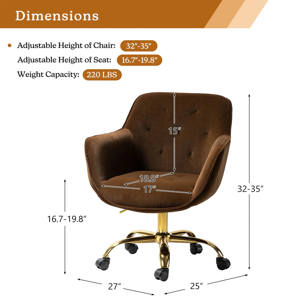 Brown Velvet Tufted Swivel Task Chair X130537