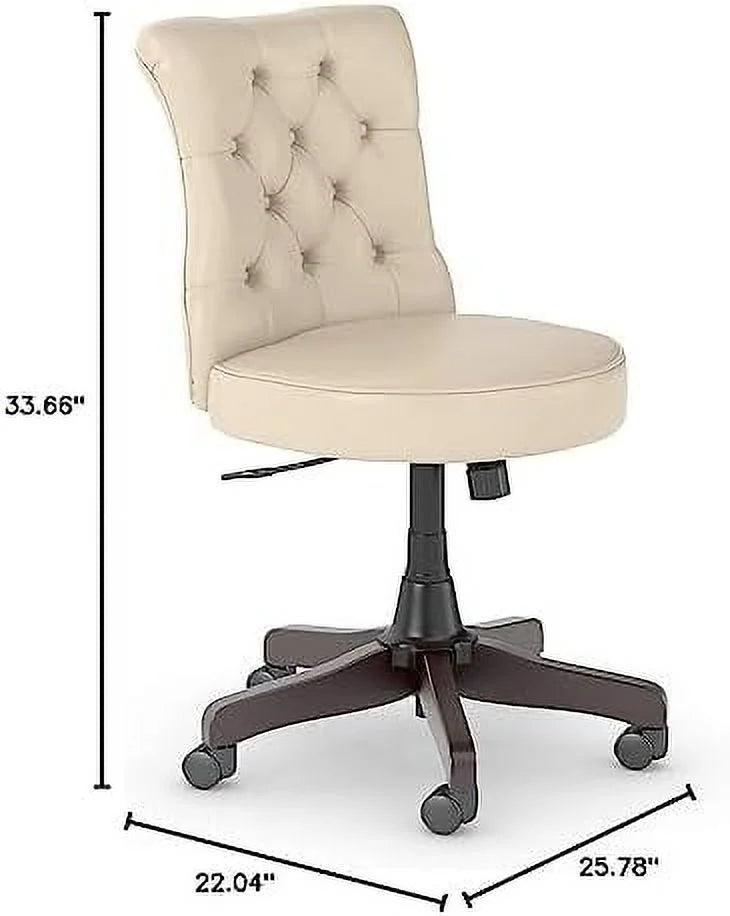 Antique White Leather Mid Back Tufted Office Chair L211929