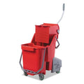 Red Plastic 8gal Restroom Mop Dual Bucket Combo A381996