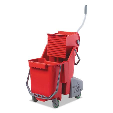 Red Plastic 8gal Restroom Mop Dual Bucket Combo A381996
