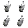 Polyurethane Swivel Threaded Stem Caster Set of 4, 3 inch Gray Wheels R494562