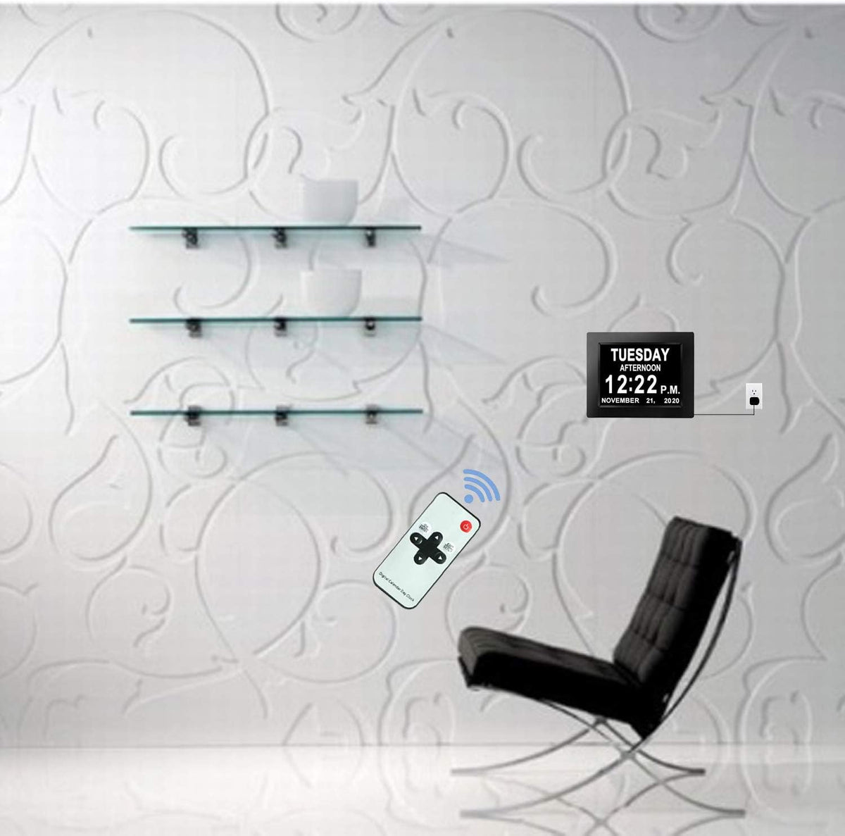 Digital Calendar Alarm Day Clock with Remote Control Z2846