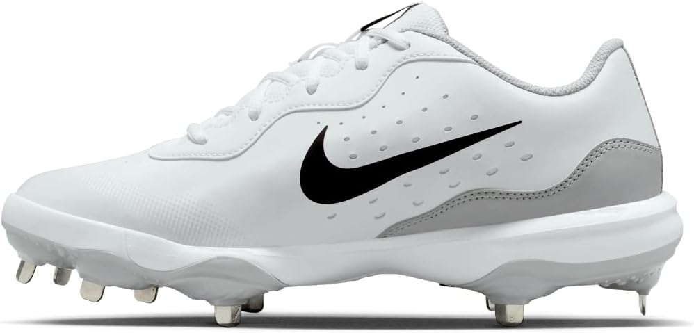 White Gray Size 8 Medium Baseball Cleats N7547