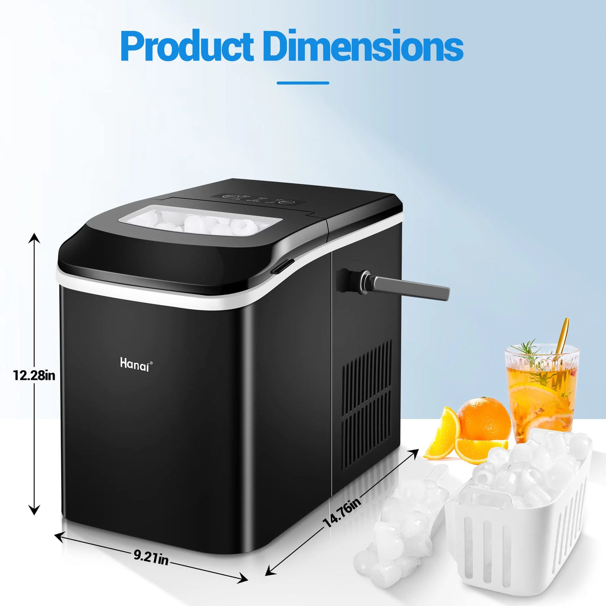 Portable Countertop Ice Maker with Ice Scoop and Basket N234