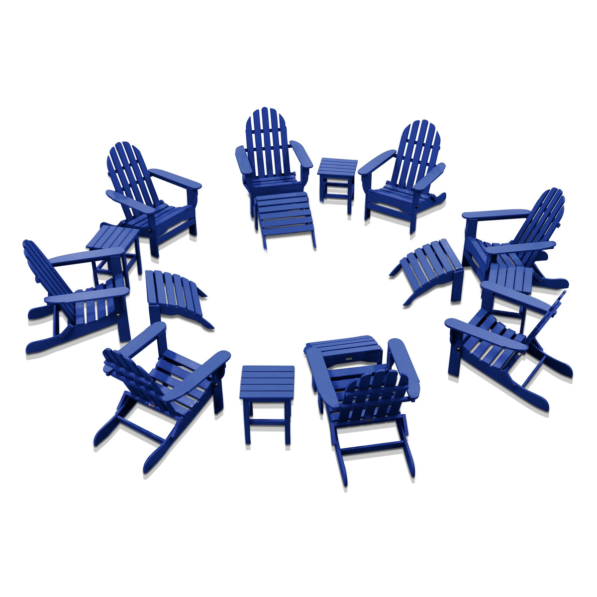 16-Pc Folding Adirondack Chair Set with Ottomans and Side Tables L9573