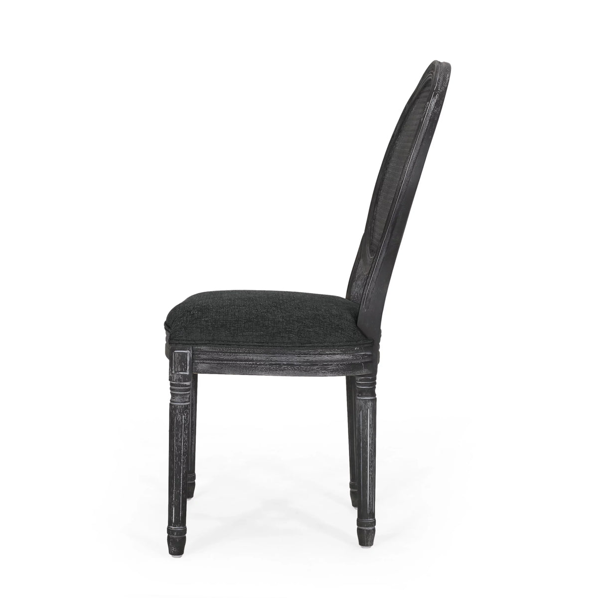Upholstered Wood and Cane Dining Chairs, Set of 4 K6946