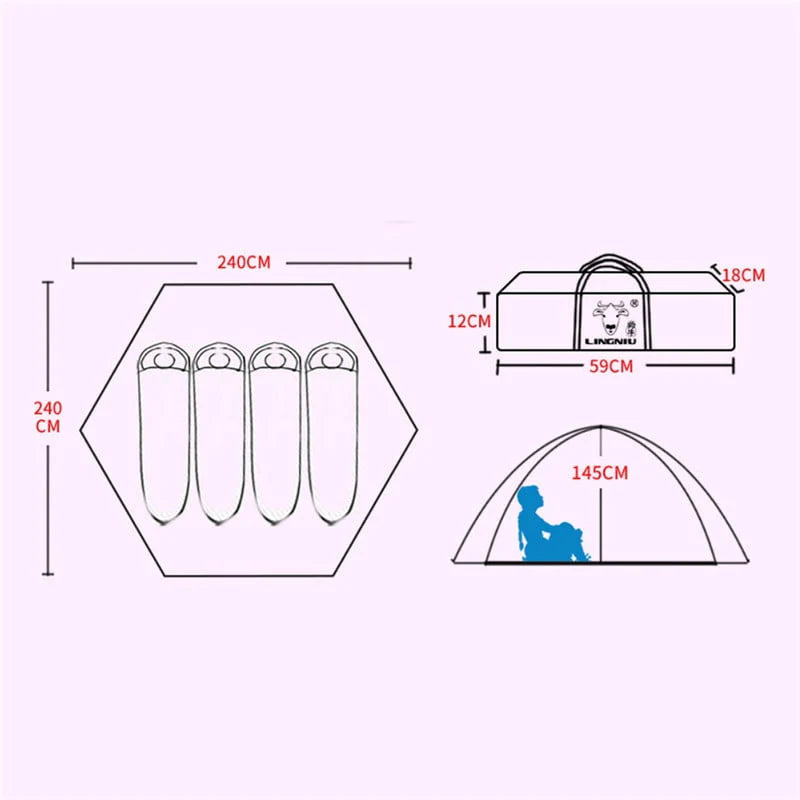 8 x 8 Foot 4 Person 4 Season Tent F554485