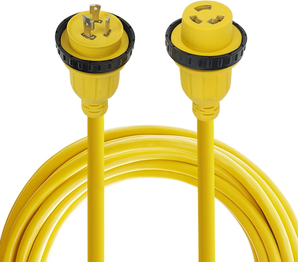 25ft 30Amp 125V LED Electric Extension RV Power Cord, NEMA L5-30P to L5-30R Y867