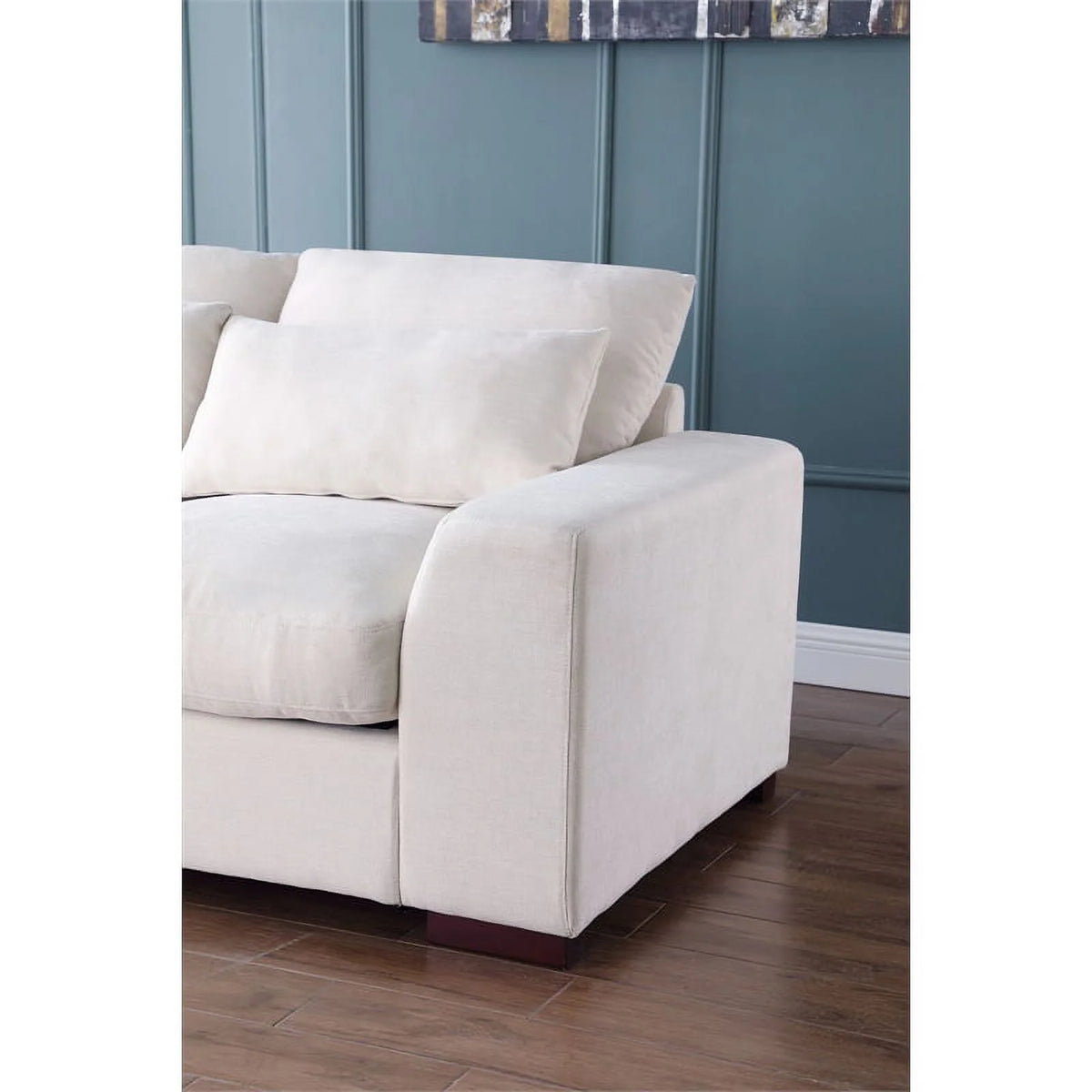 Beige Fabric Reversible Sectional Sofa & Ottoman W74860