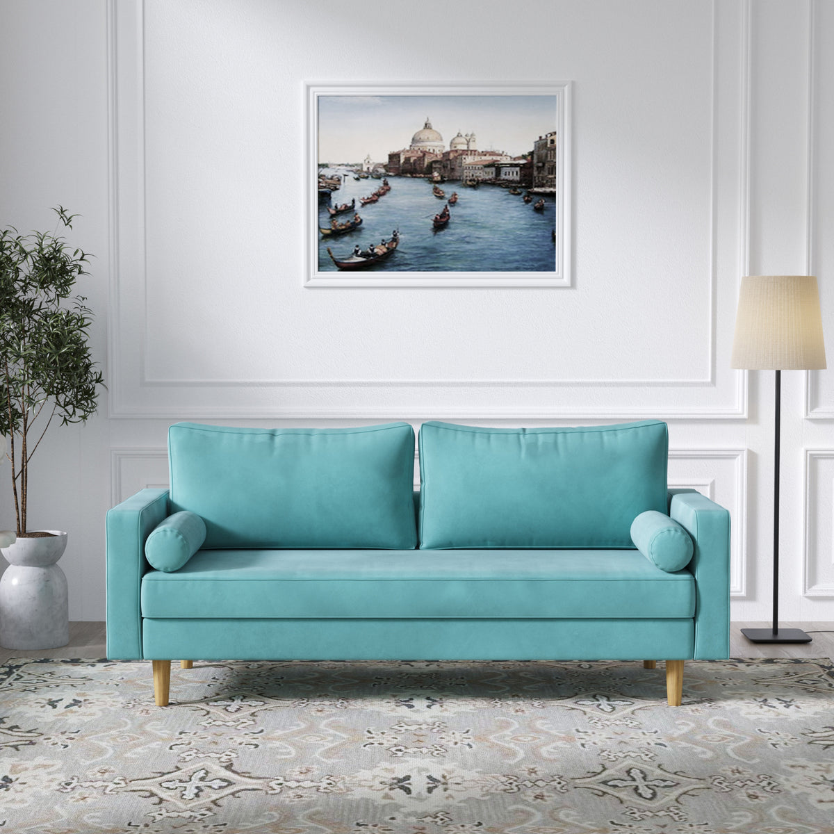 Modern Green Velvet Double Seat Sofa Z6501