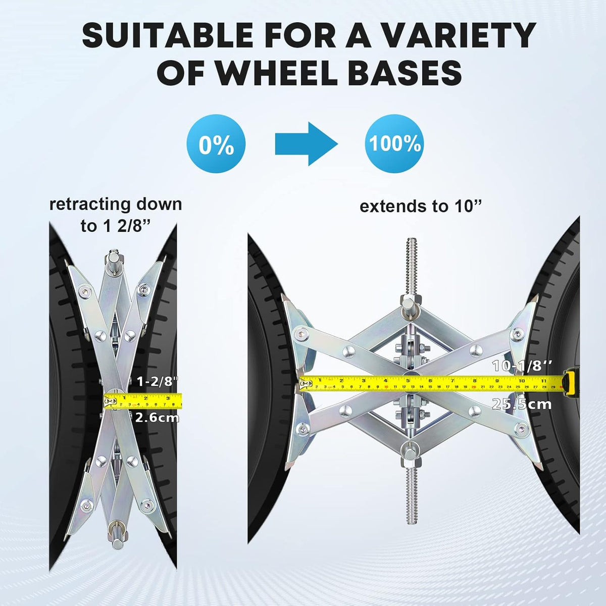 X-Chock Wheel Stabilizers for RV Travel Trailers, Camper Wheel Tire Chock Stabilizers Scissor Dual Axle Fit for 1-2/8" to 10-1/8", 2 Pack F8600