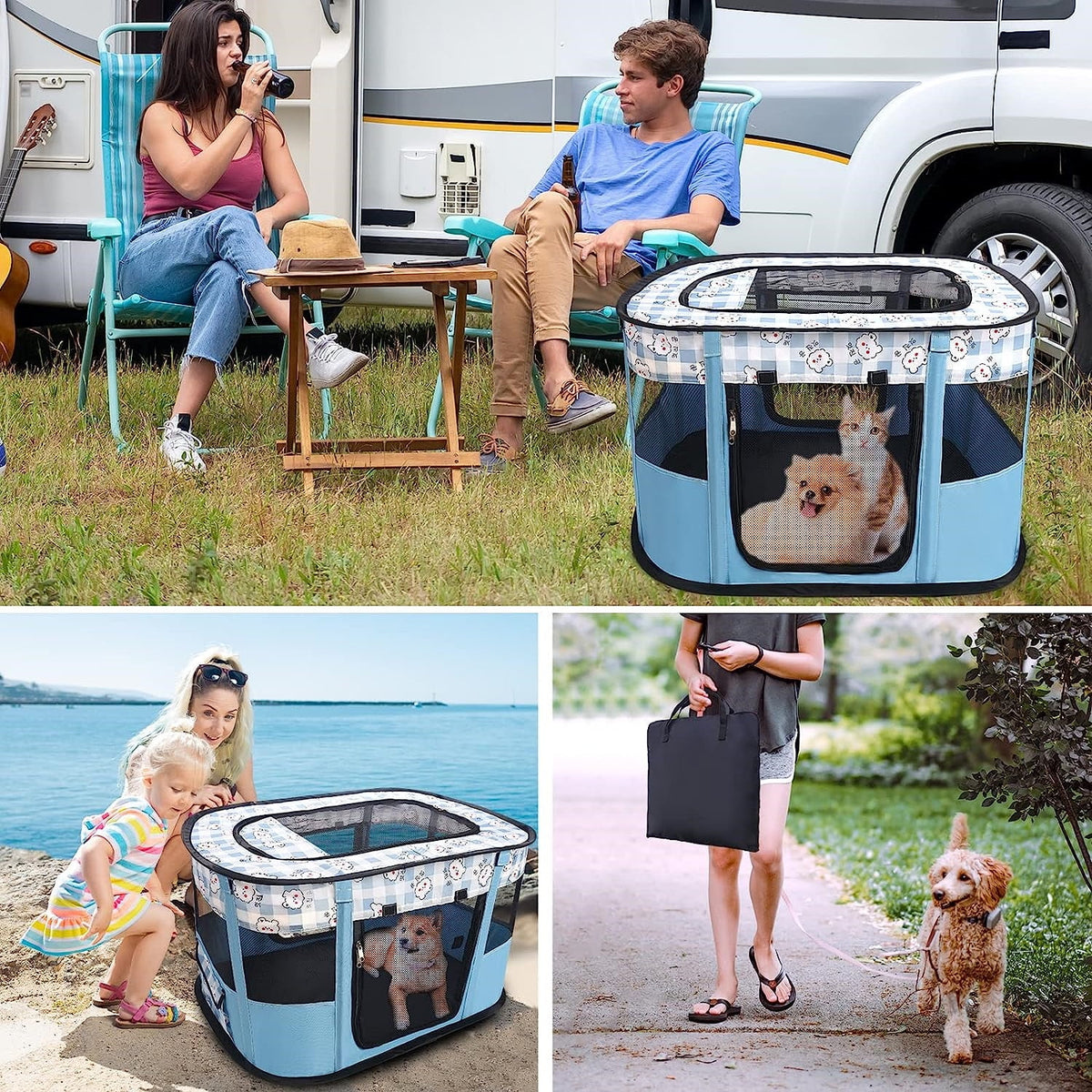 Foldable Cat Playpen with Carrying Case Y8895