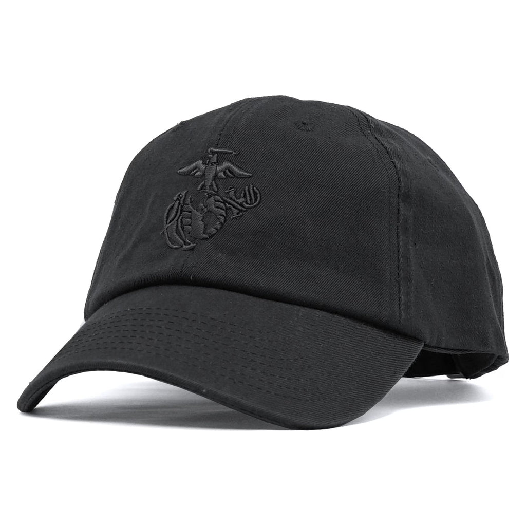 Black Unstructured USMC Hat with 3D Embroidery Q997