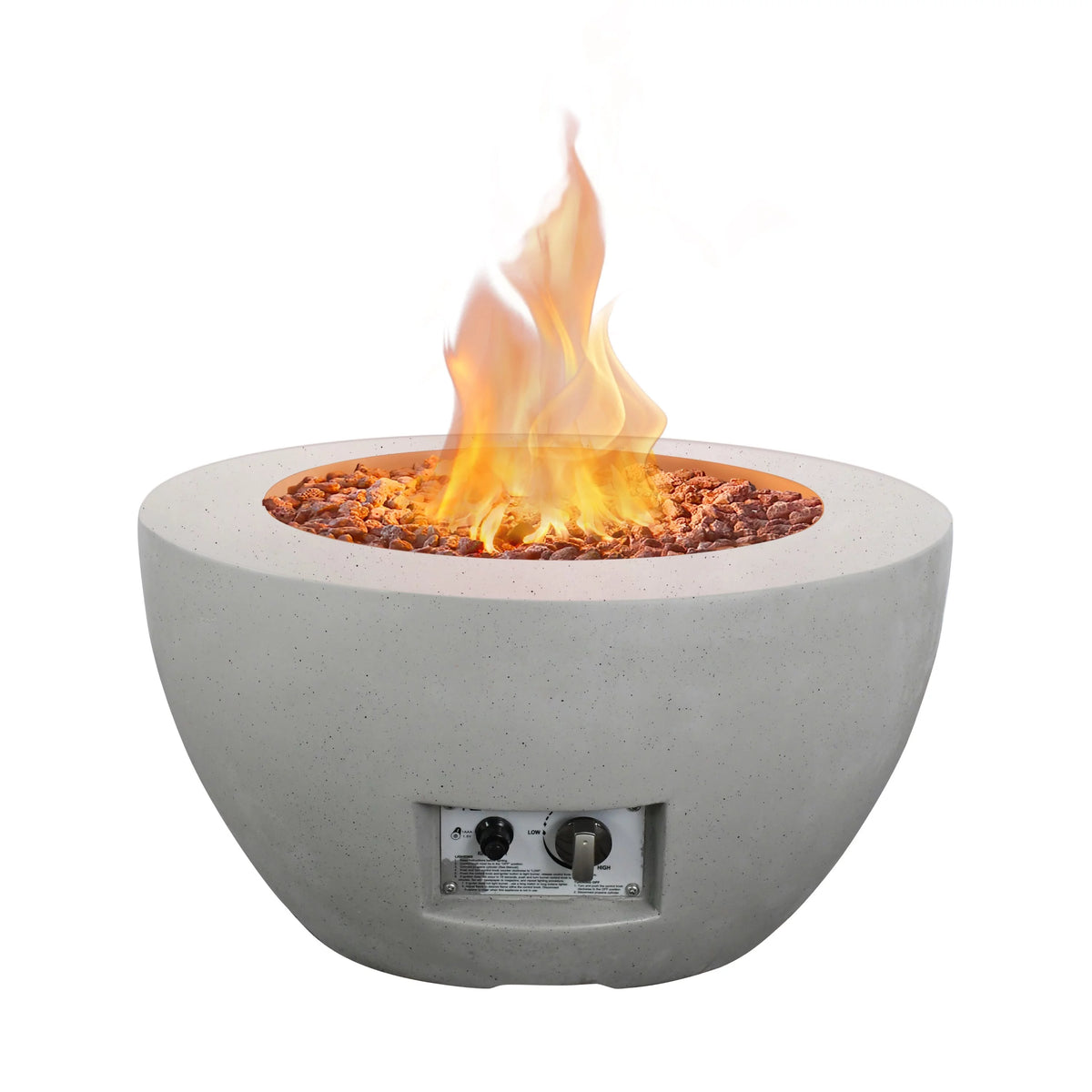25 Inch Wide Round Concrete and Metal Propane Gas Fire Pit Table X853695