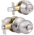 6 Pack Keyed Alike Entry Door Knobs with Double Cylinder Keyed Deadbolt D75313