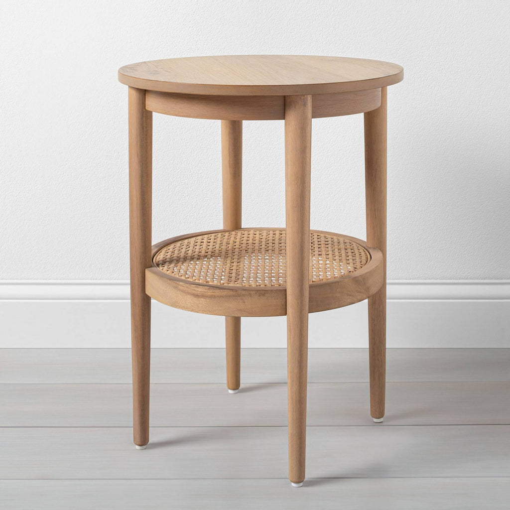 Wood & Cane Round Accent Table H377