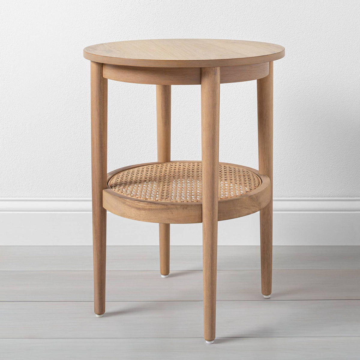 Wood & Cane Round Accent Table H377