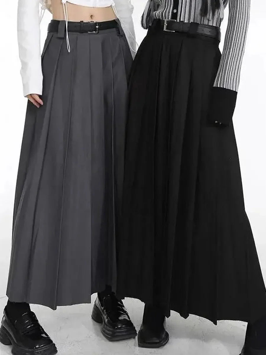 Dark Pleated Midi Skirt I7865
