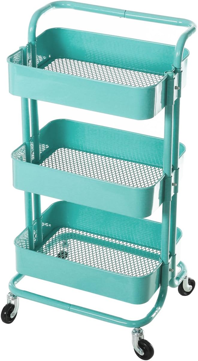 3 Tier Metal Rolling Cart with Handles F148